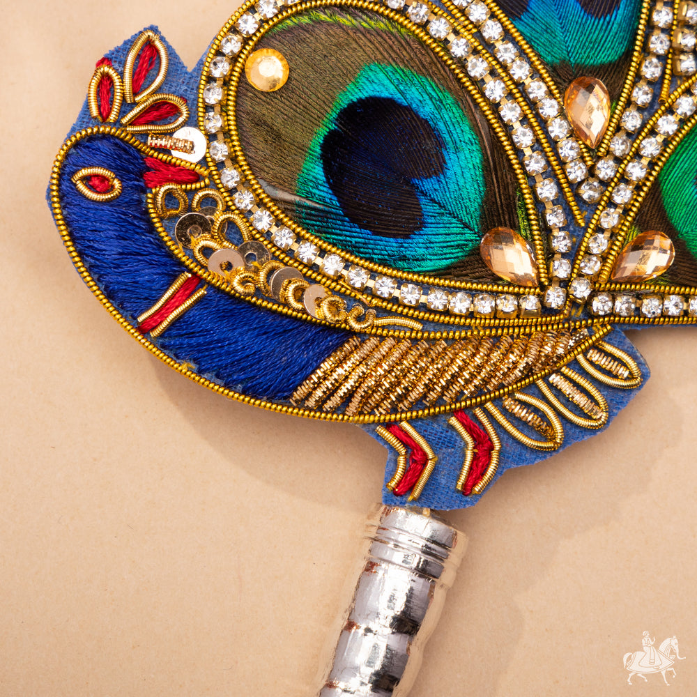 Peacock Design Pooja Chamar with Embellished Feathers