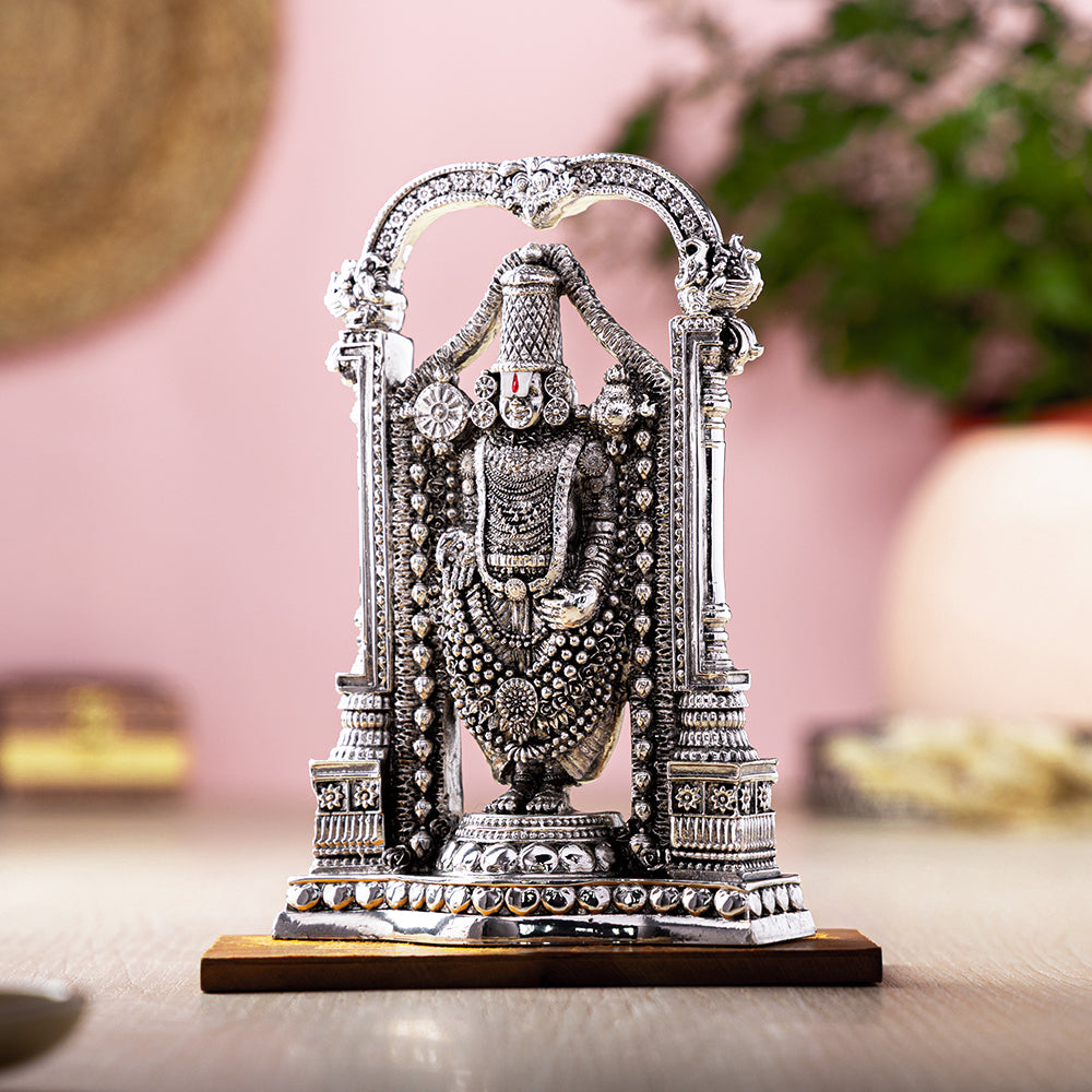 Lord Balaji Idol (Srinivasa Mangapuram) | Silver Plated (8 Inch)