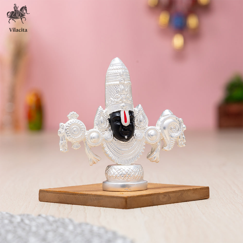 BALA JI WITH FACE STAND IDOL |VILACITA, 999 SILVER DIPPED SPIRITUAL  SHOWPIECE PUJA AND HOME DECOR.