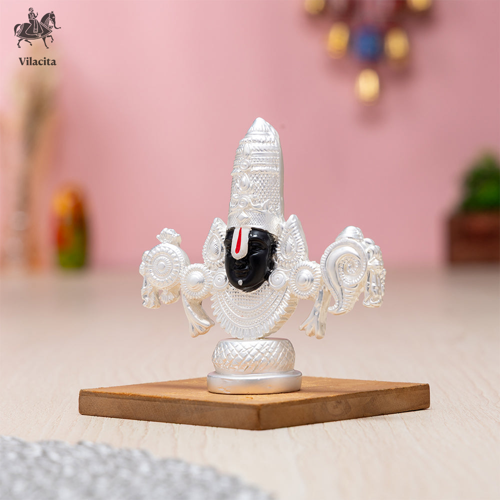 BALA JI WITH FACE STAND IDOL |VILACITA, 999 SILVER DIPPED SPIRITUAL  SHOWPIECE PUJA AND HOME DECOR.