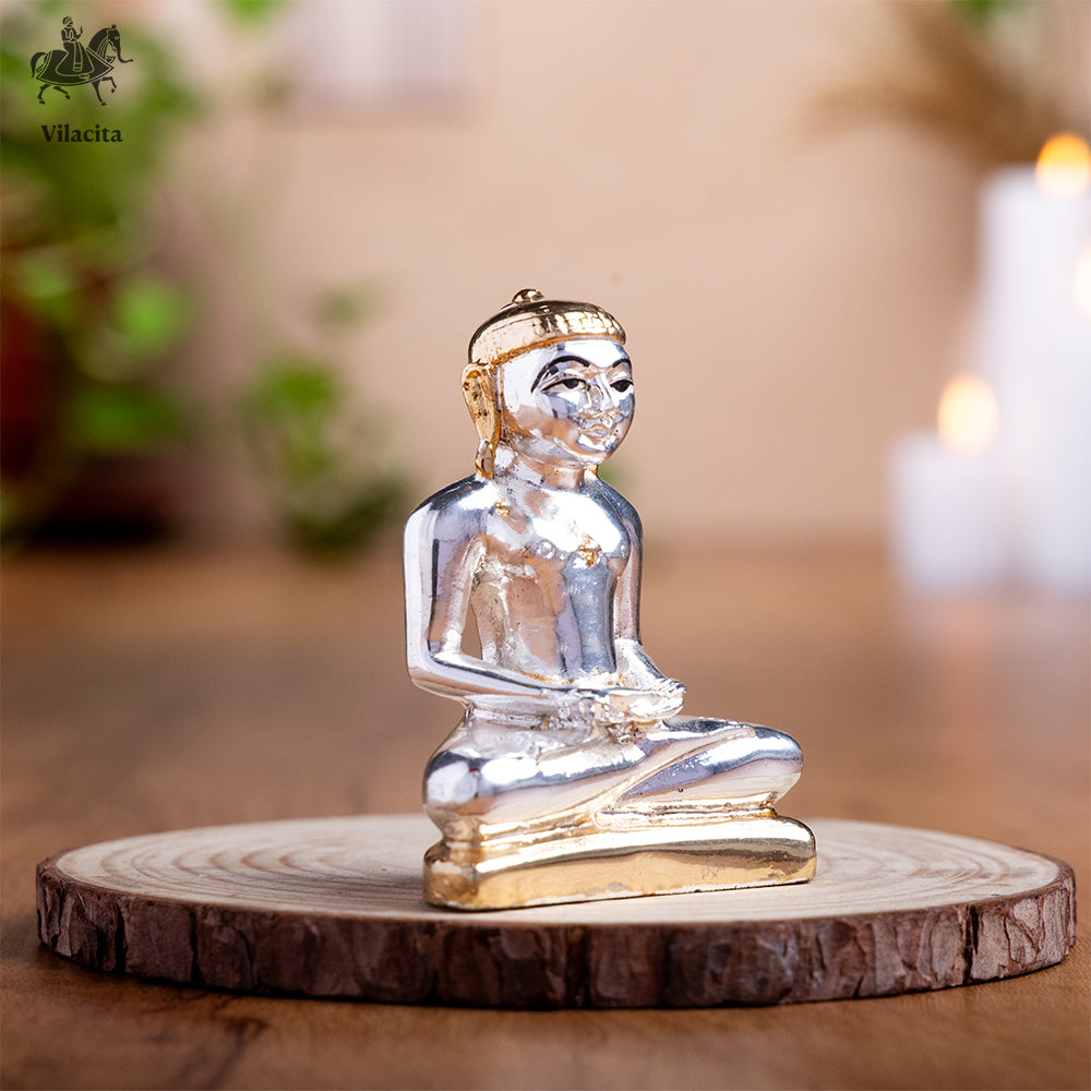 Small Mahaveer Swami Idol | Gold & Silver Plated (3 Inch)