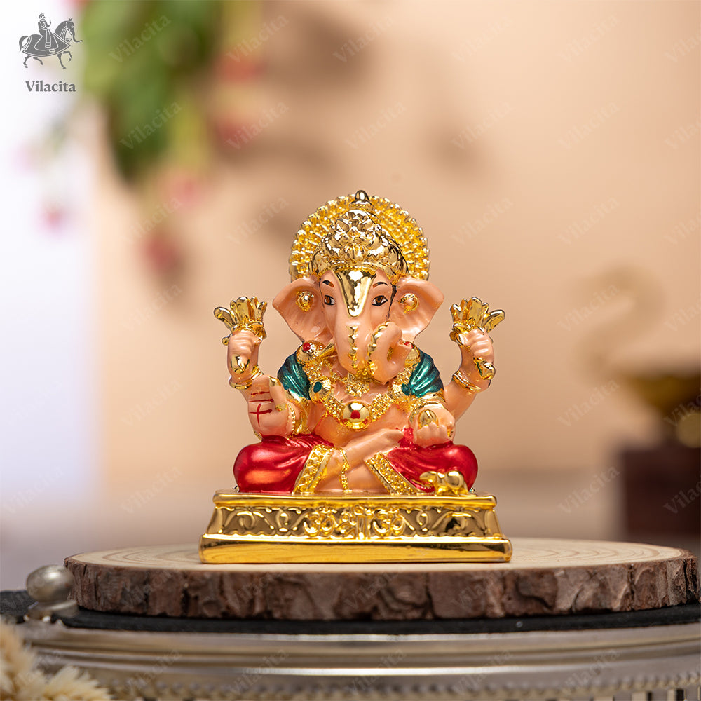 Dagdusheth Ganpati Murti | Gold Plated | 3 Inch