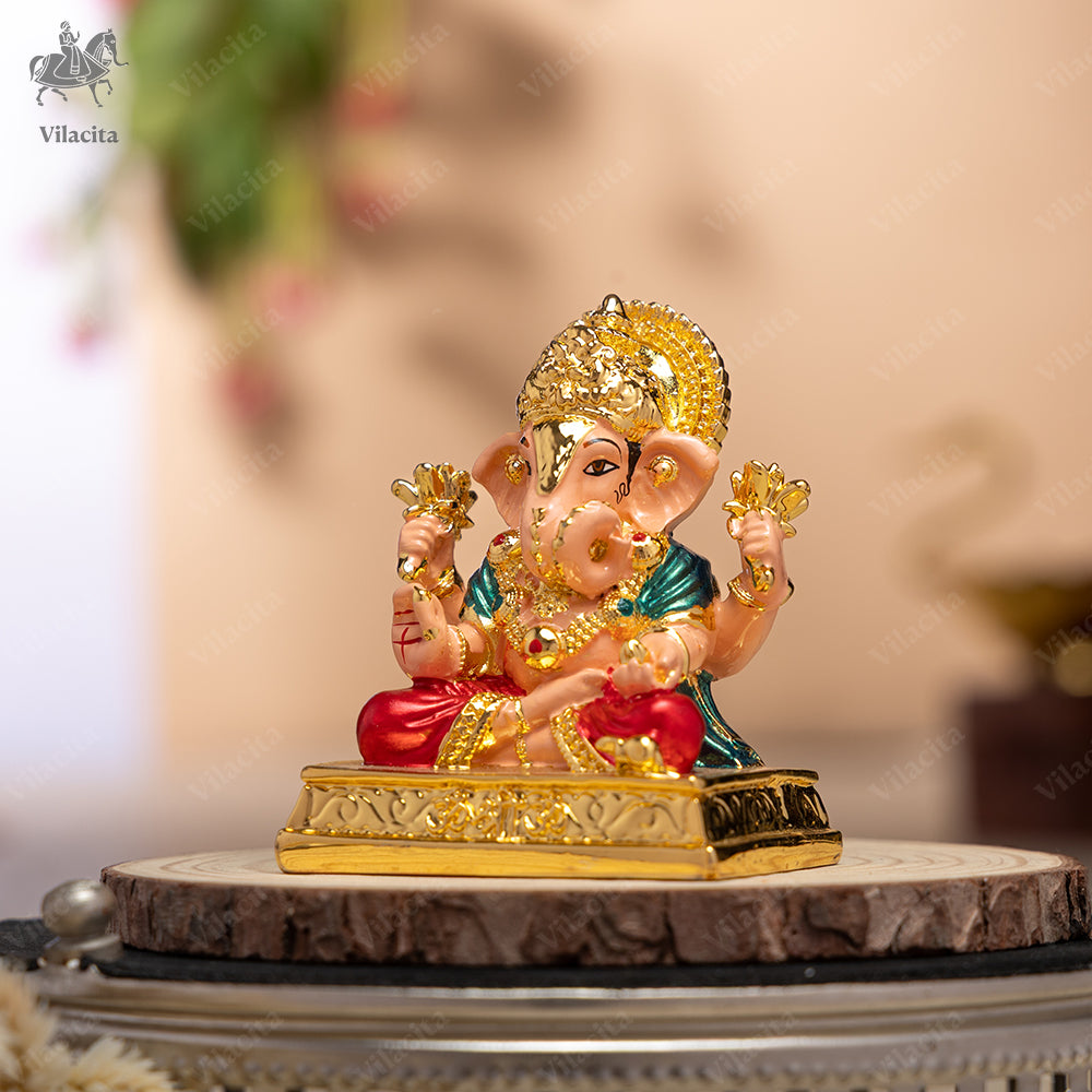 Dagdusheth Ganpati Murti | Gold Plated | 3 Inch