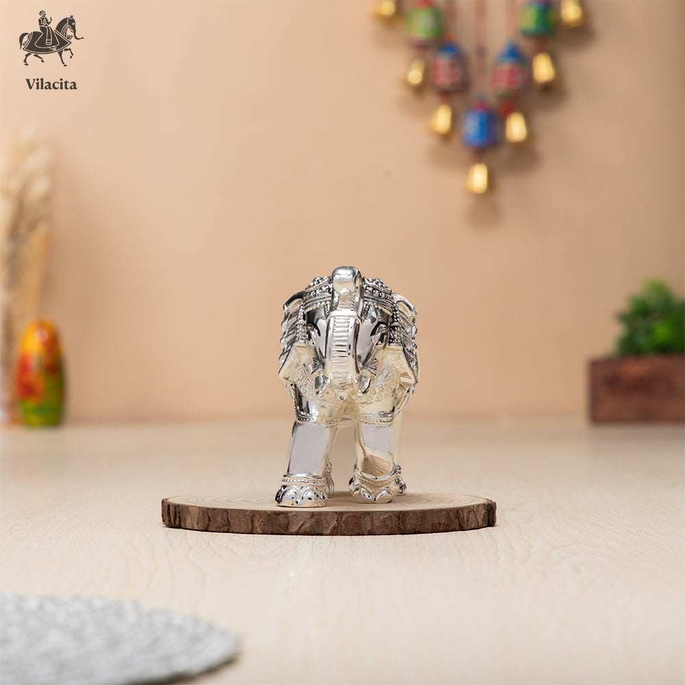 ELEPHANT , SILVER PLATED,VILACITA 999 SILVER DIPPED ELEPHANT IDOL PREMIUM HAND CRAFTED DECOR - SPIRITUAL AND DECORETIVE. PIECE.