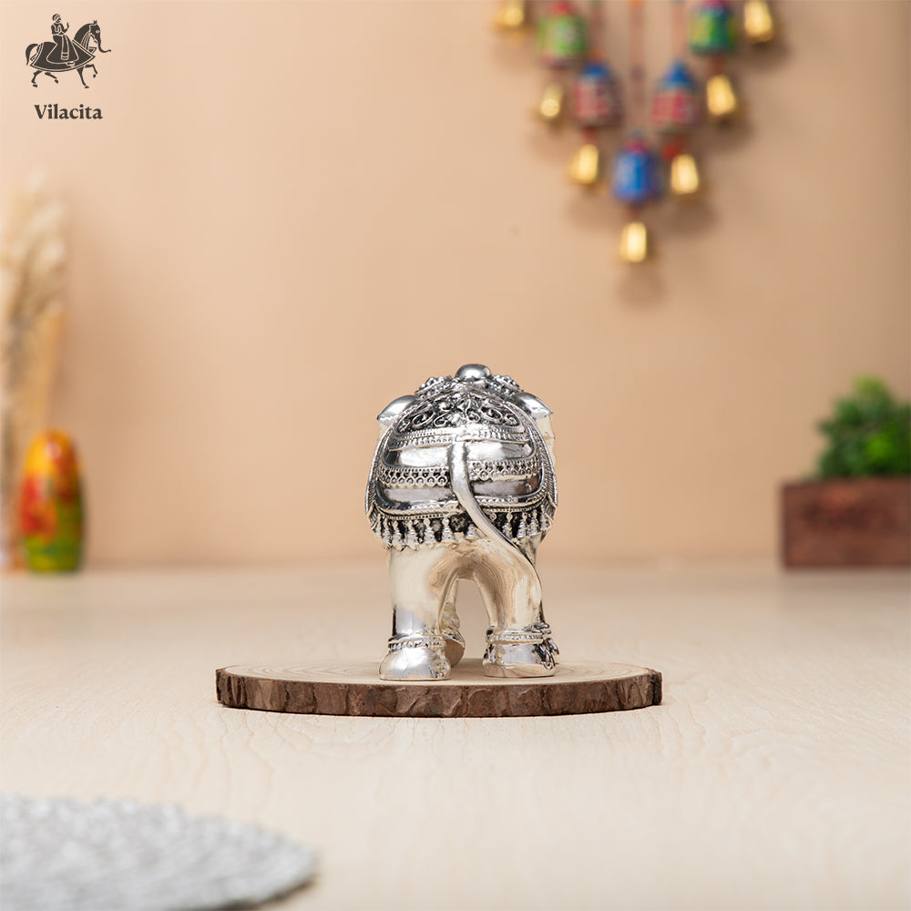 ELEPHANT , SILVER PLATED,VILACITA 999 SILVER DIPPED ELEPHANT IDOL PREMIUM HAND CRAFTED DECOR - SPIRITUAL AND DECORETIVE. PIECE.
