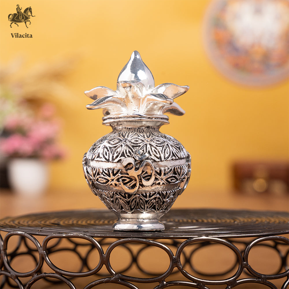 Kalash with OM Engraving | Silver Plated | 4 Inch