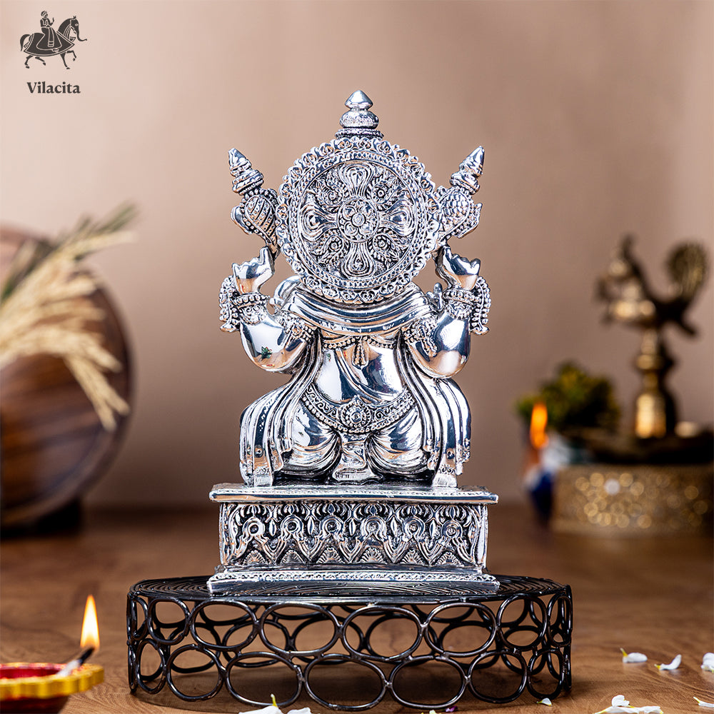Lord Ganesh Idol On Table | Silver Plated (10 Inch)