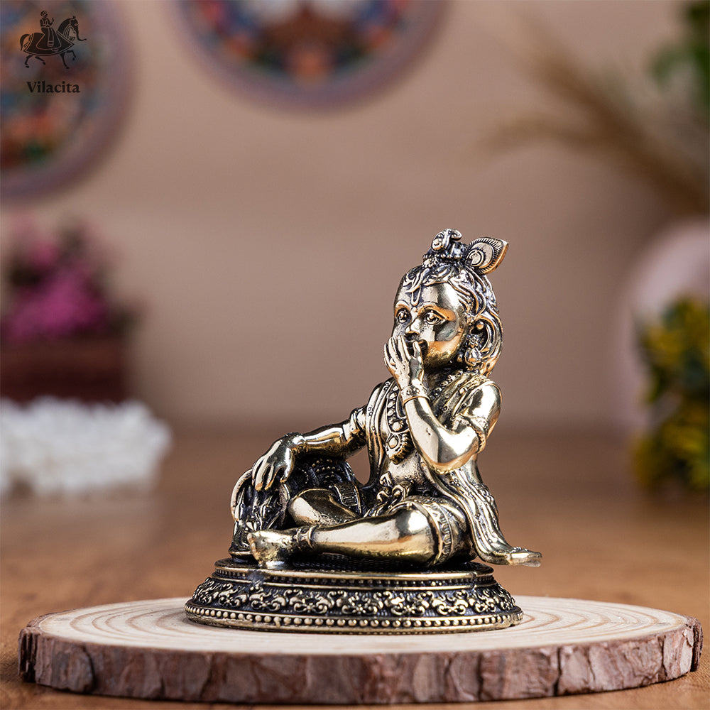 Brass Makhanchor Bal Gopal Statue (3 Inch)