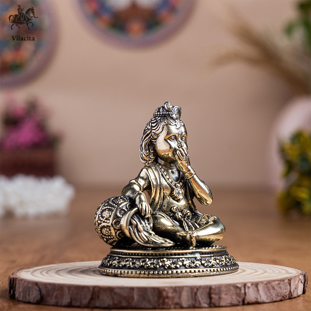 Brass Makhanchor Bal Gopal Statue (3 Inch)