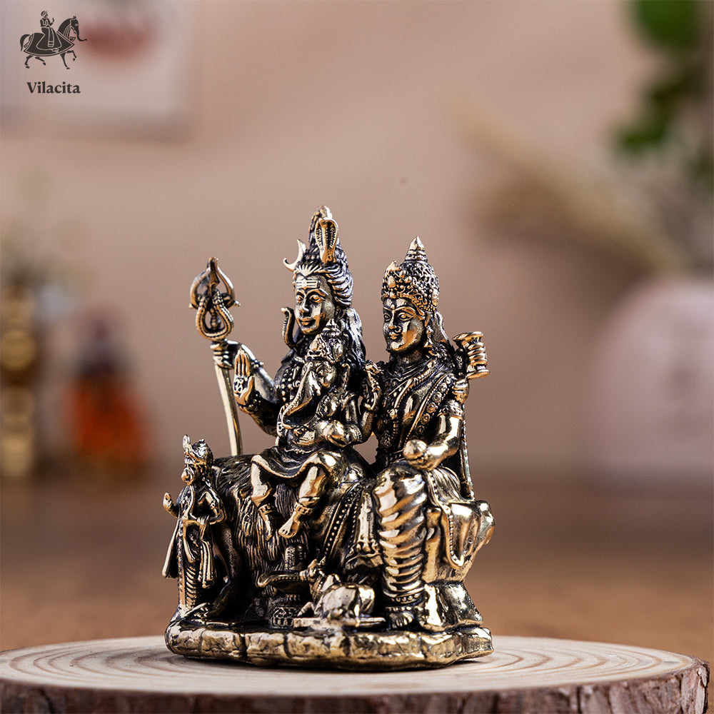 Brass Shiv Parivar Murti For Home (3.3 Inch)