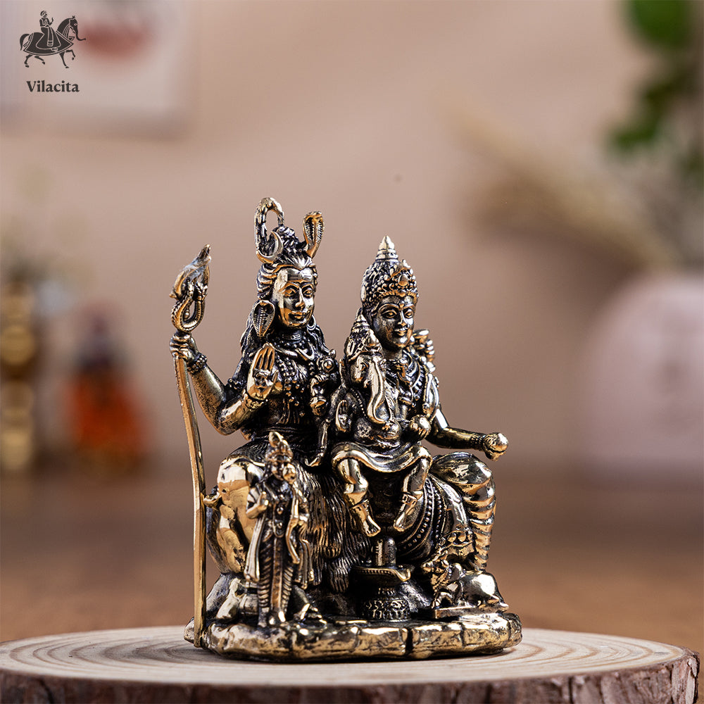Brass Shiv Parivar Murti For Home (3.3 Inch)