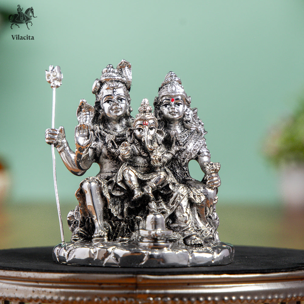 Shiv Parivar Murti | Silver Plated | 4 Inch