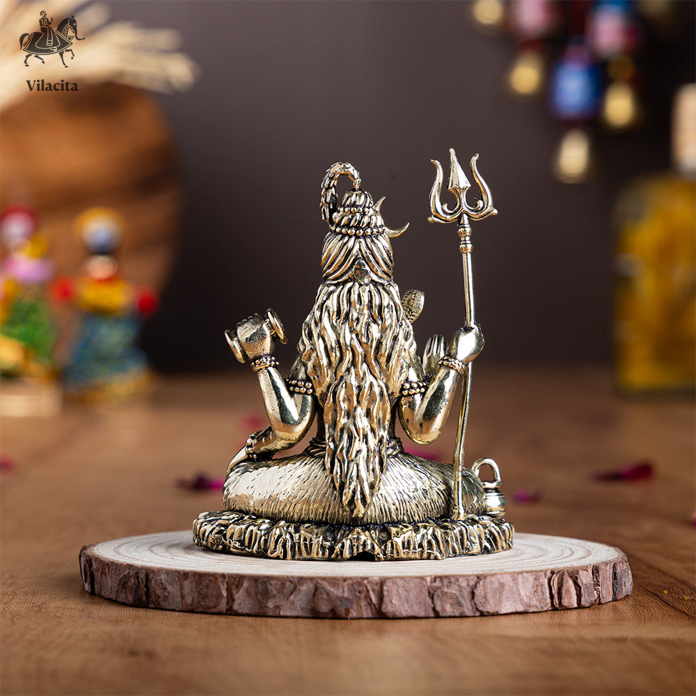 Meditating Brass Lord Shiva Statue (4 Inch)