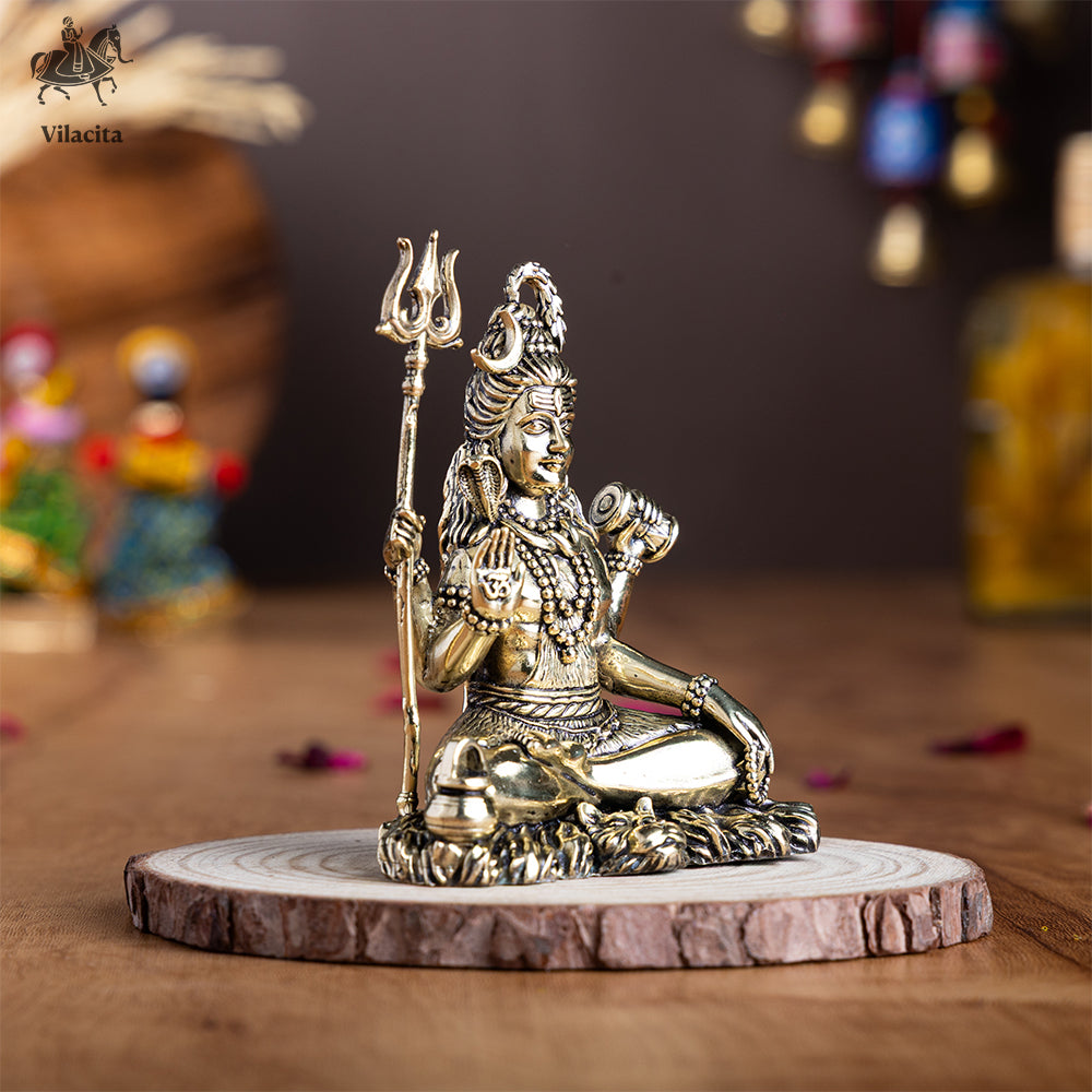 Meditating Brass Lord Shiva Statue (4 Inch)