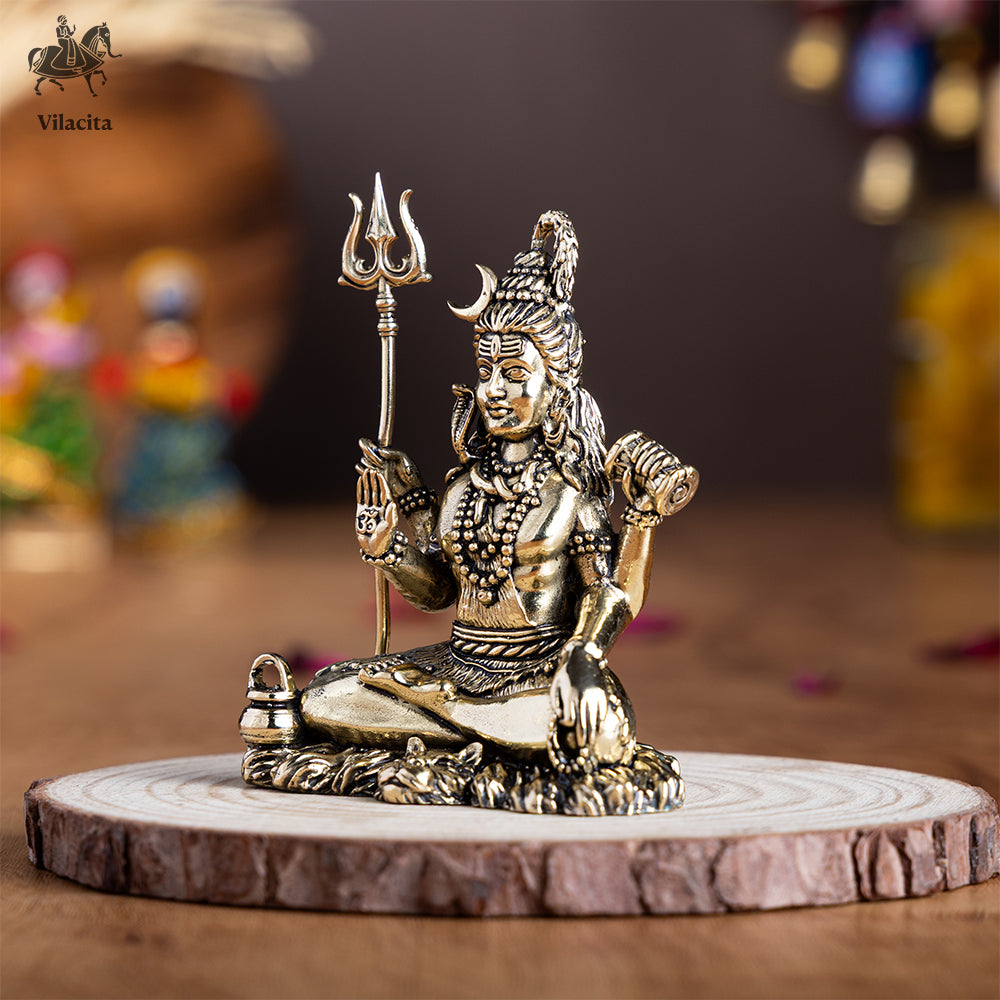 Brass Meditating Lord Shiva Murti (3.5 Inch)