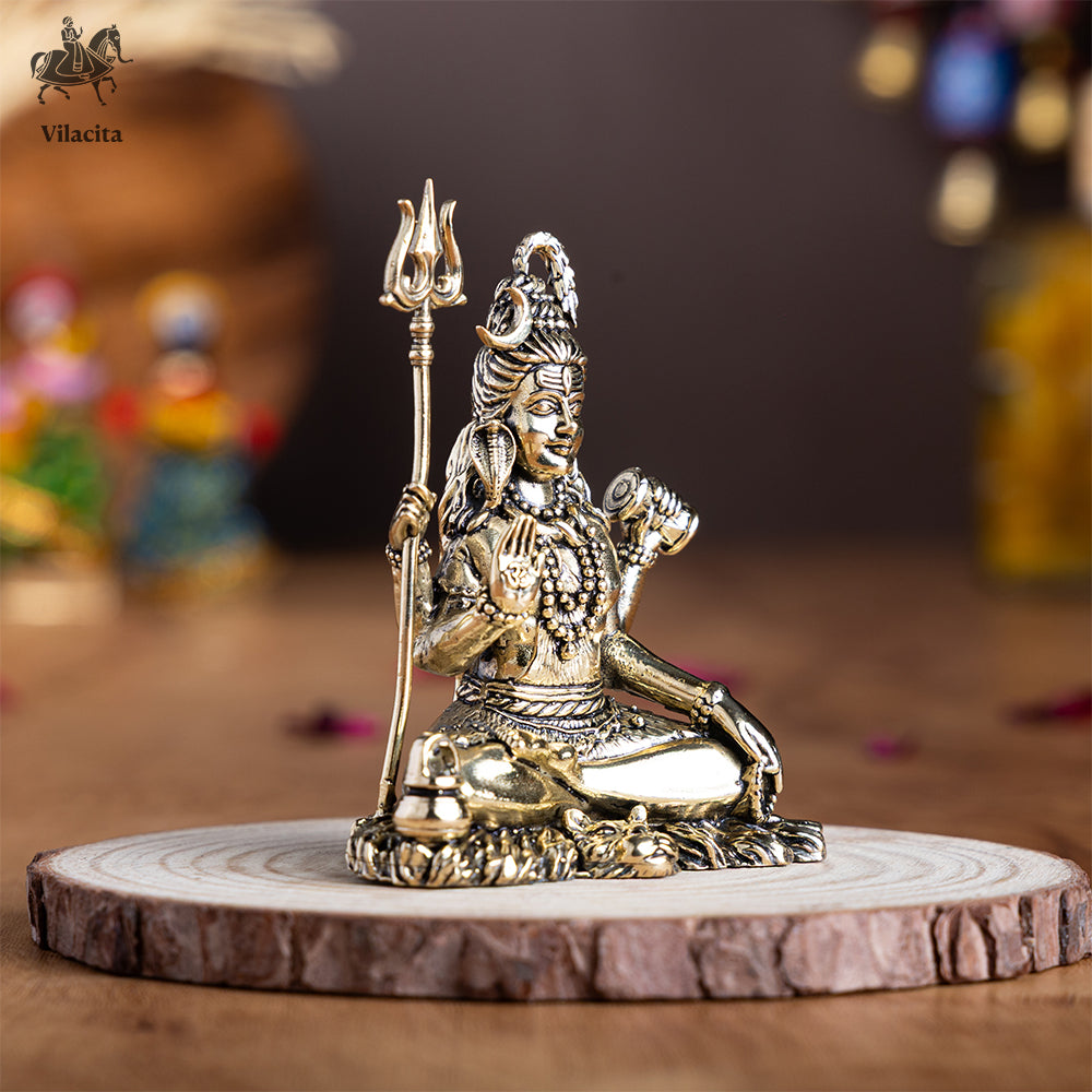Brass Meditating Lord Shiva Murti (3.5 Inch)
