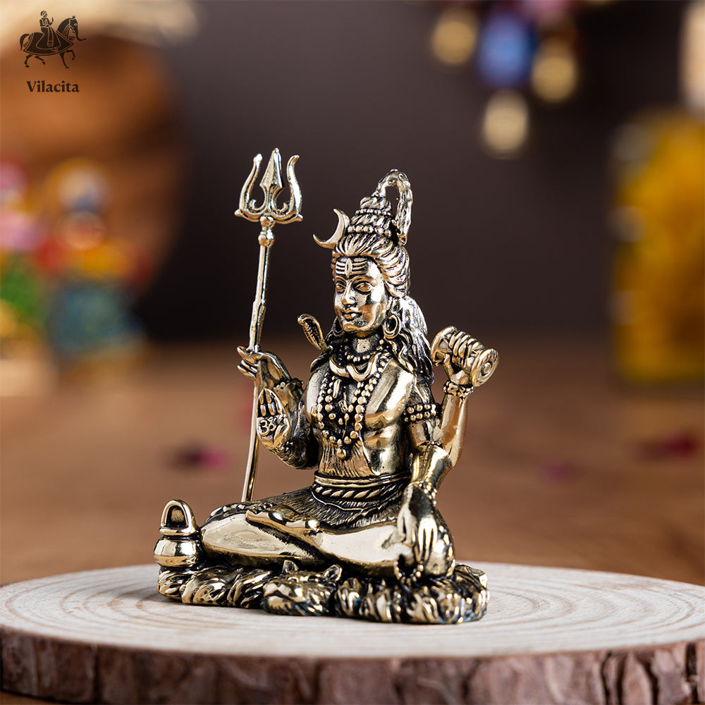 Meditating Brass Shiv Statue (3 Inch)