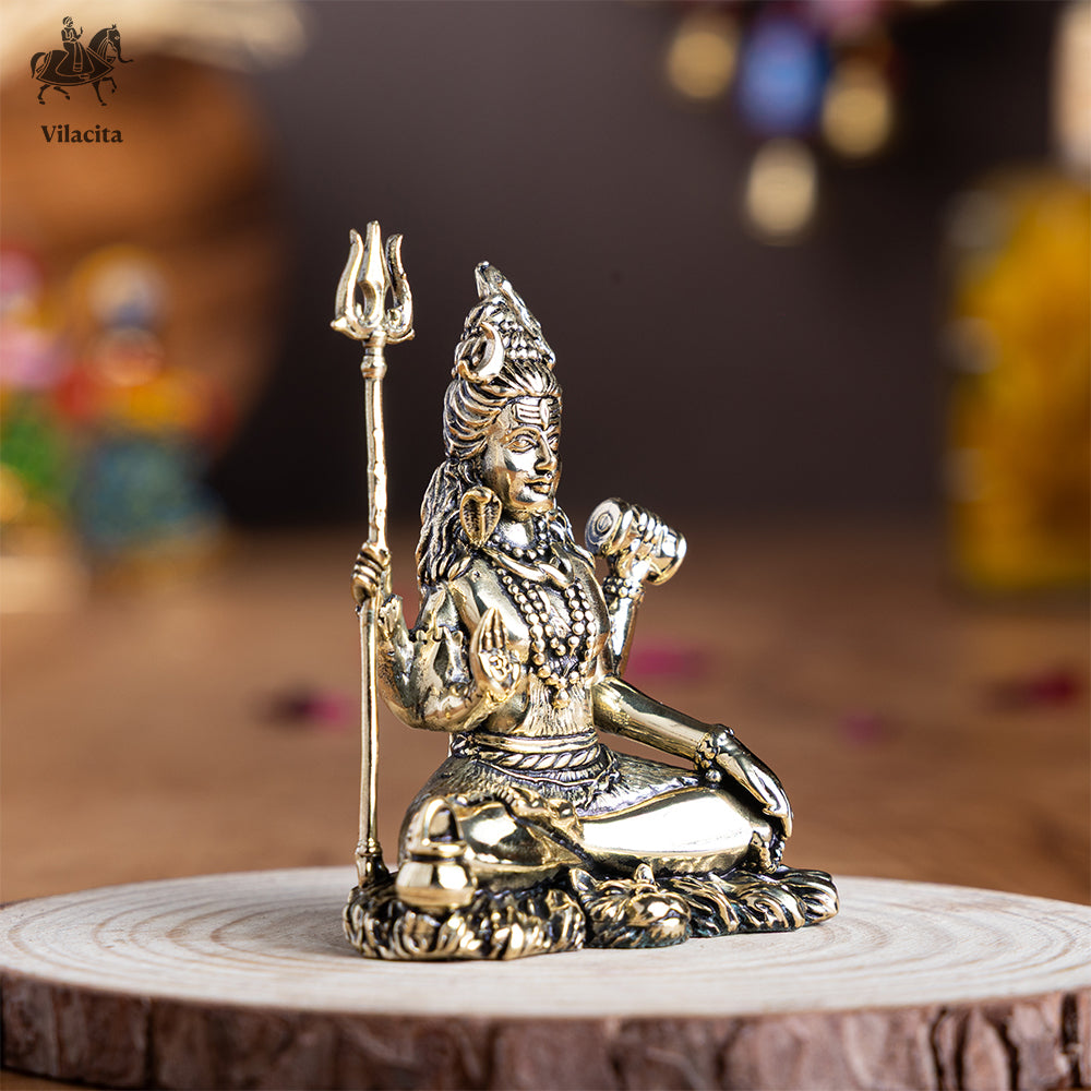 Meditating Brass Shiv Statue (3 Inch)