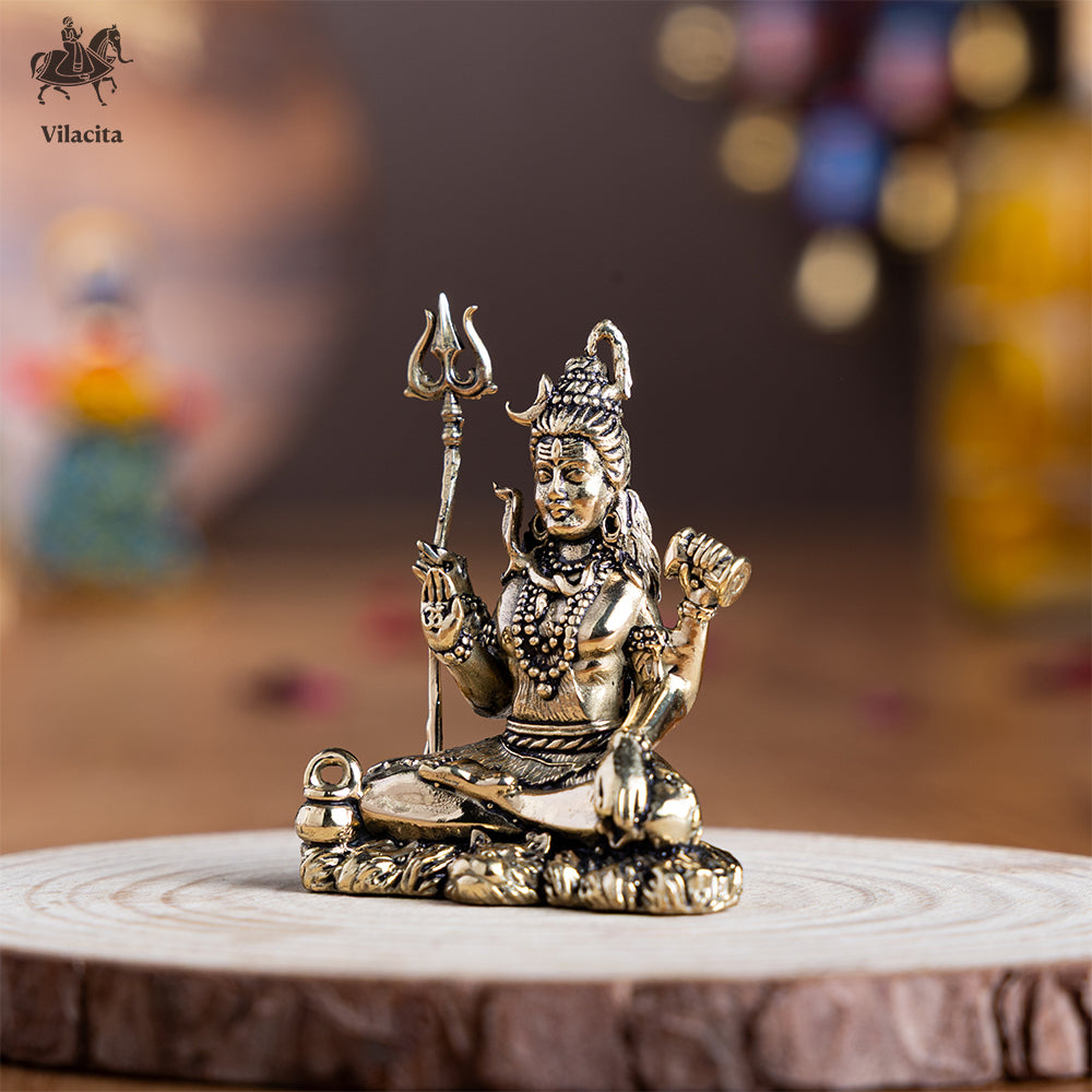 Brass Meditating Shiva Idol (2 Inch)
