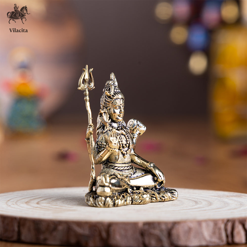 Brass Meditating Shiva Idol (2 Inch)