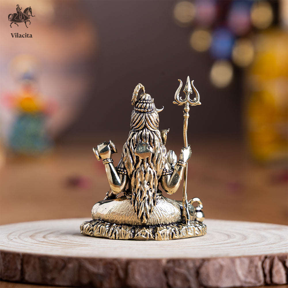 Brass Meditating Shiva Idol (2 Inch)