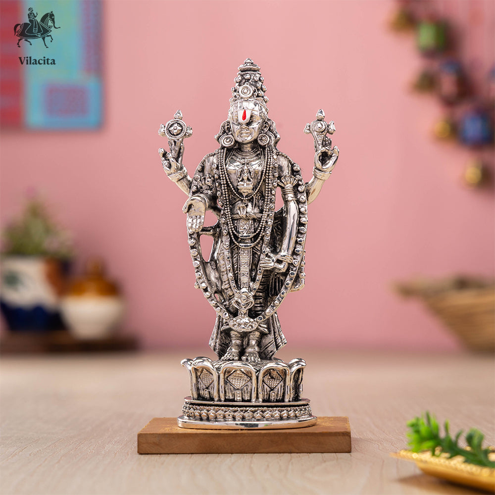 Standing Venkateswara Tirupati Balaji Idol | Silver Plated (6 Inch)
