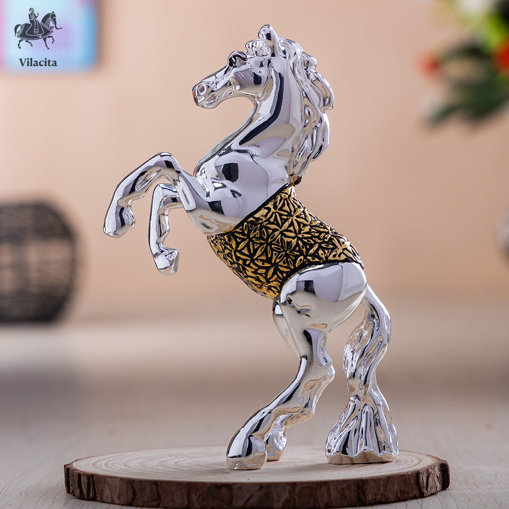 Standing Horse Statue Gold & Silver Plated 