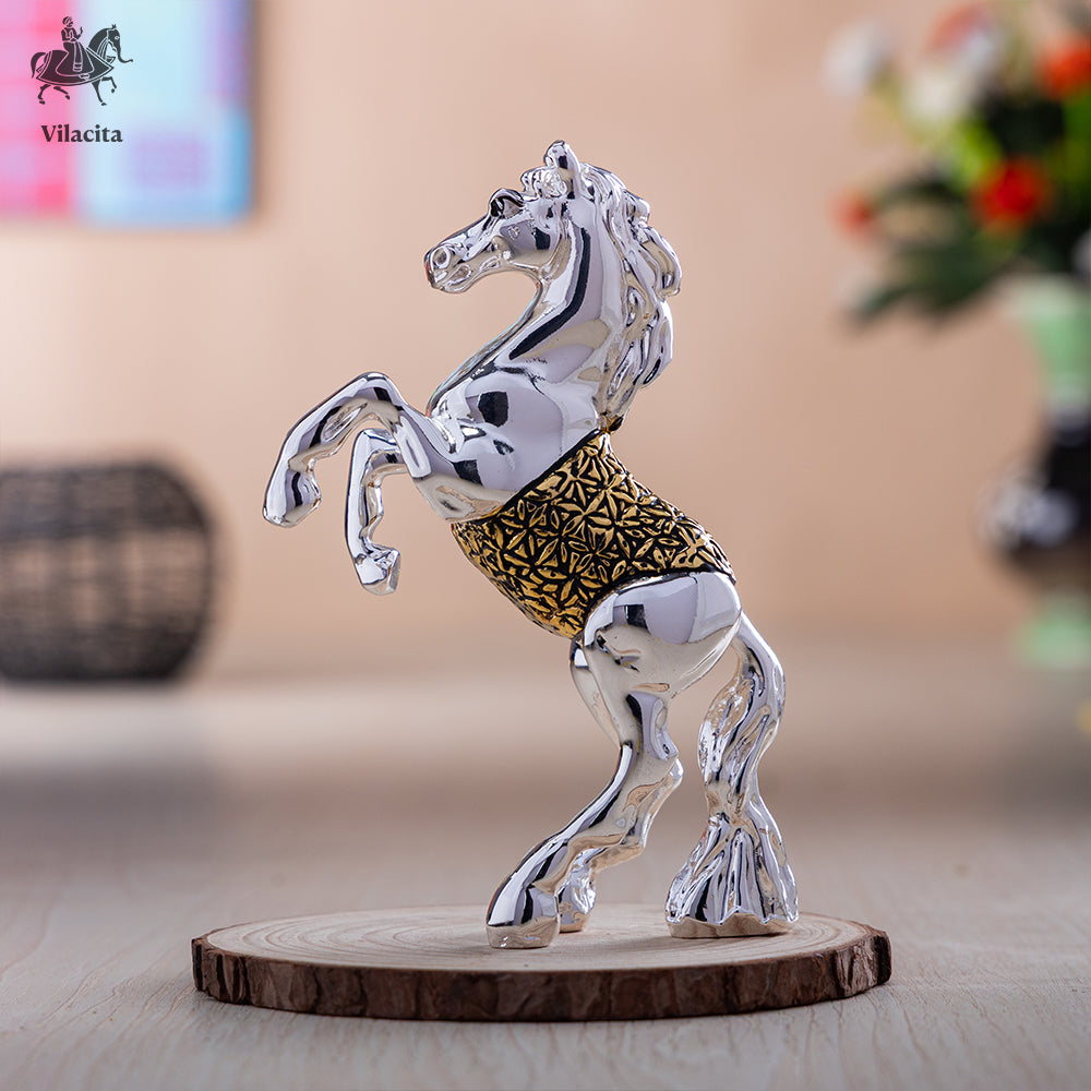 Standing Horse Statue | Gold & Silver Plated | 6.5 Inch