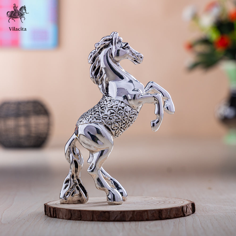 Standing Vastu Horse Statue For Home | Silver Plated | 6.5 Inch