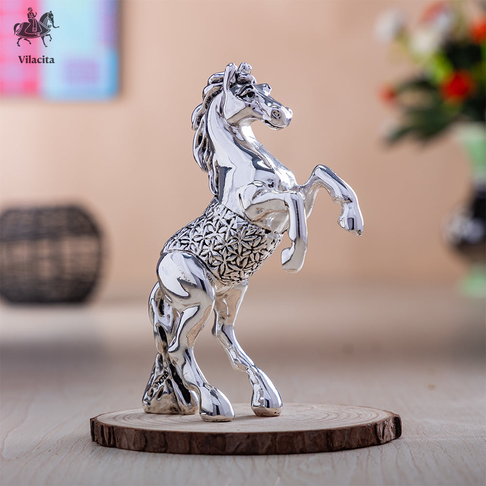 Standing Vastu Horse Statue For Home | Silver Plated | 6.5 Inch