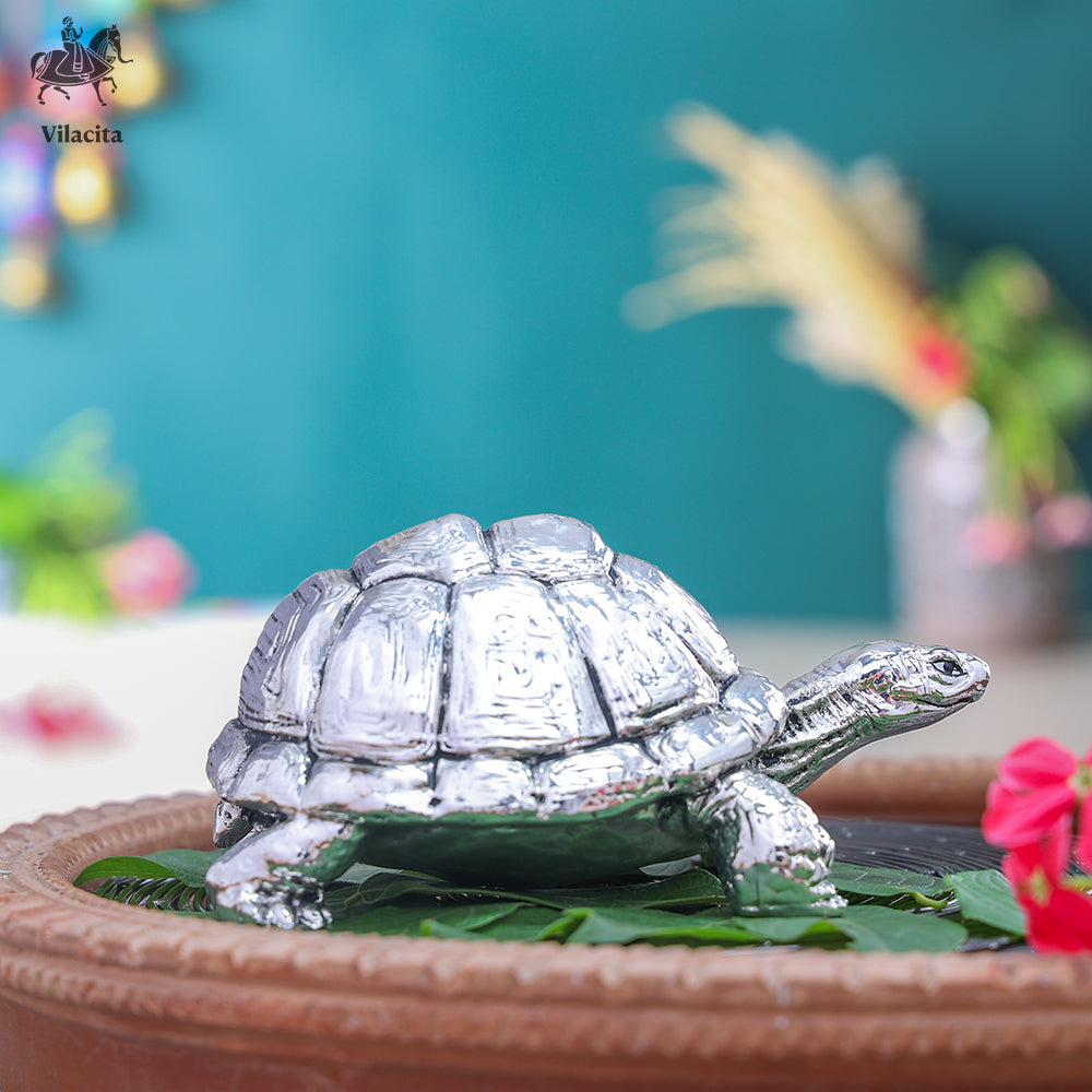Tortoise Statue | Silver Plated | 3.5 Inch