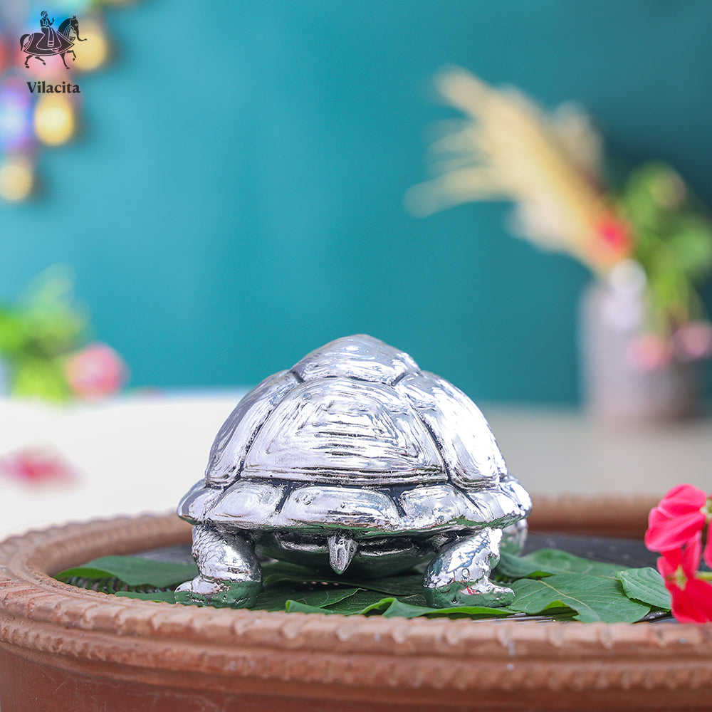 Tortoise Statue | Silver Plated | 3.5 Inch