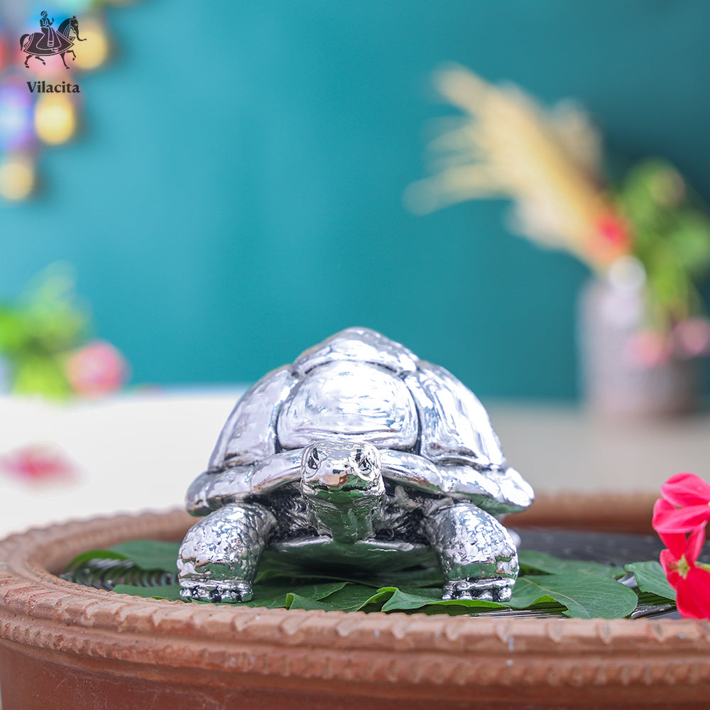 Tortoise Statue | Silver Plated | 3.5 Inch