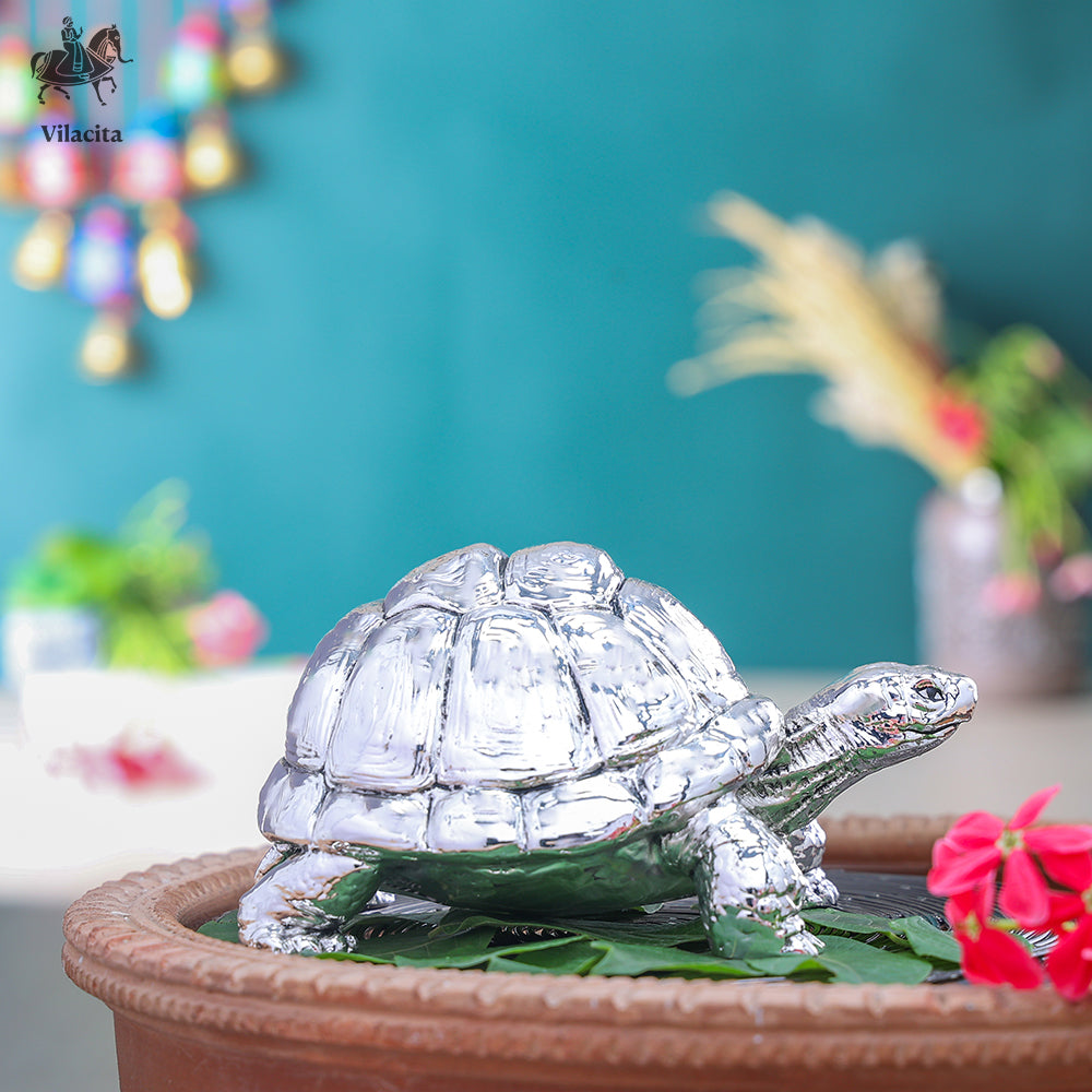 Tortoise Statue | Silver Plated | 4 Inch