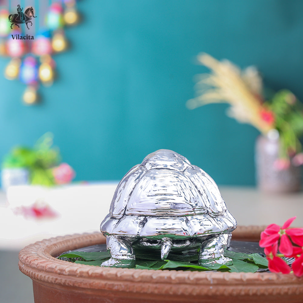 Tortoise Statue | Silver Plated | 4 Inch