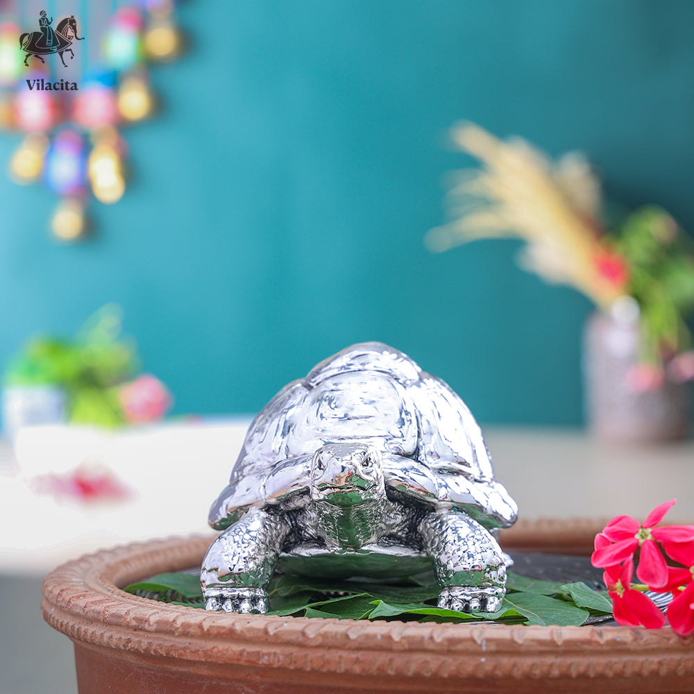 Tortoise Statue | Silver Plated | 4 Inch